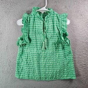 THML Green Ruffled Sleeveless Blouse